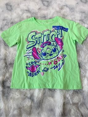 Stitch Graphic Tee - Neon Green Kids Shirt